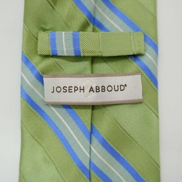 Joseph Abboud Green Blue Striped Woven Silk Tie - Picture 3 of 6